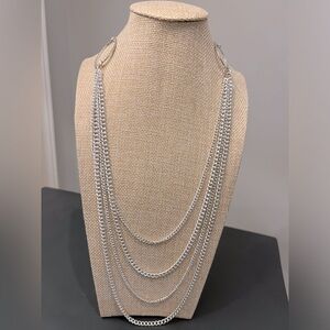 Multistrand Silver toned chain necklace